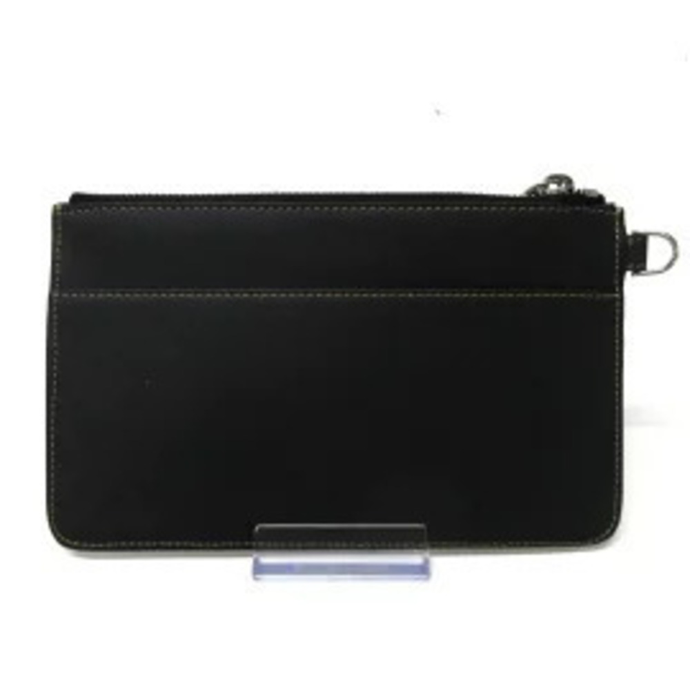 Fendi Pouch Clutch Black Brown Dark Leather